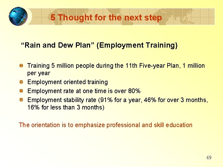 5 Thought for the next step “Rain and Dew Plan” (Employment Training) Training 5