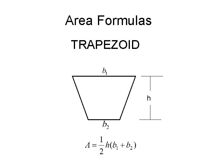 Area Formulas TRAPEZOID h Area Formulas TRAPEZOID h