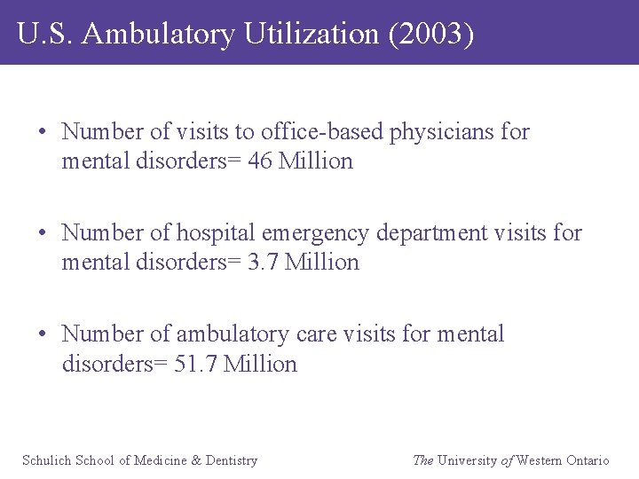 U. S. Ambulatory Utilization (2003) • Number of visits to office-based physicians for mental