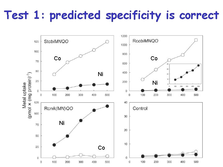 Test 1: predicted specificity is correct Co Co Ni Ni Ni Co 