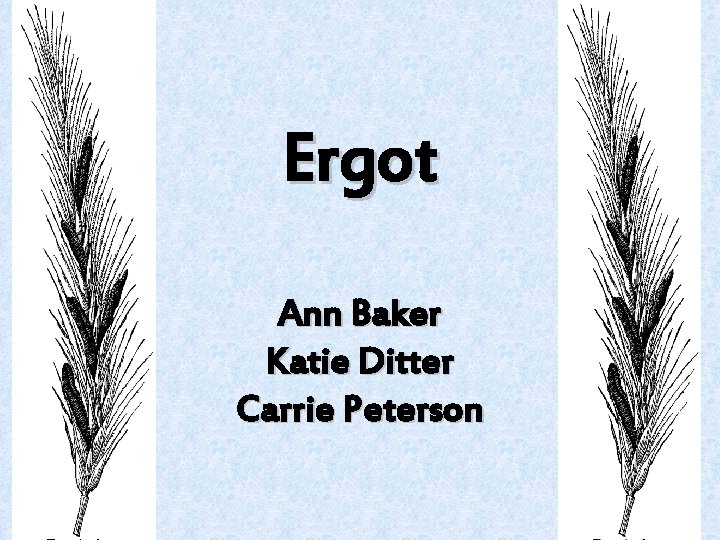 Ergot Ann Baker Katie Ditter Carrie Peterson 