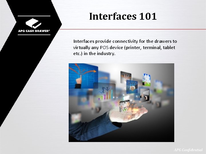 Interfaces 101 Interfaces provide connectivity for the drawers to virtually any POS device (printer,