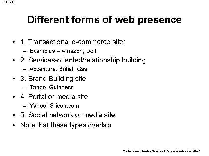 Slide 1. 24 Different forms of web presence • 1. Transactional e-commerce site: – Slide 1. 24 Different forms of web presence • 1. Transactional e-commerce site: –