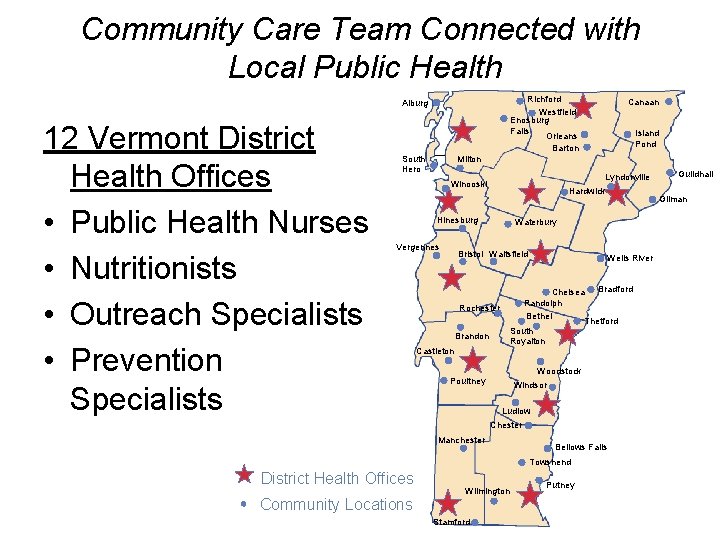 Community Care Team Connected with Local Public Health Richford Westfield Enosburg Falls Orleans Barton
