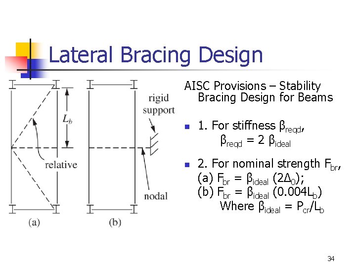 Lateral Bracing Design AISC Provisions – Stability Bracing Design for Beams n n 1.