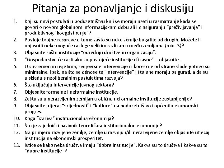 Pitanja za ponavljanje i diskusiju 1. 2. 3. 4. 5. 6. 7. 8. 9.