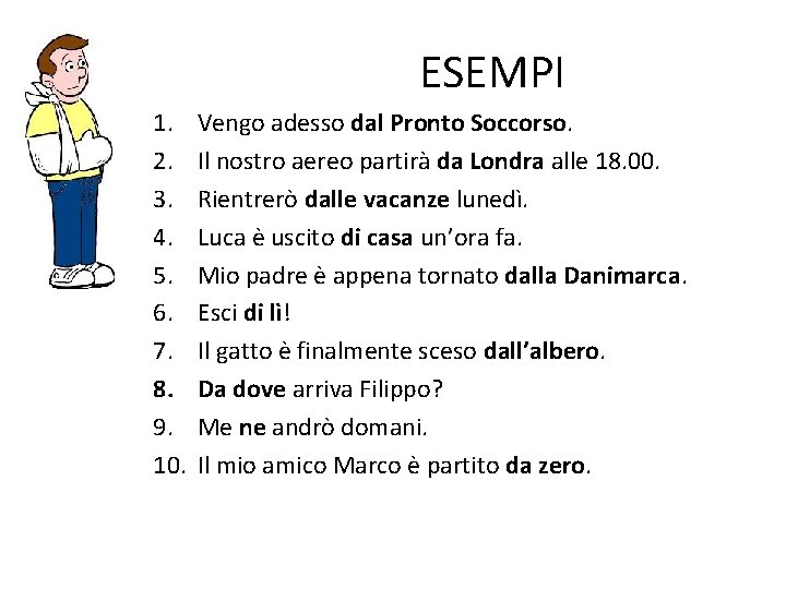 ESEMPI 1. 2. 3. 4. 5. 6. 7. 8. 9. 10. Vengo adesso dal