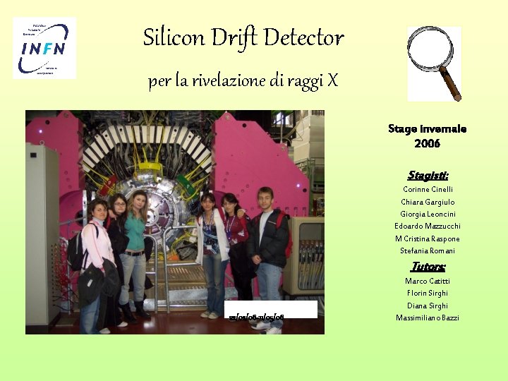 Silicon Drift Detector per la rivelazione di raggi X Stage invernale 2006 Stagisti: Corinne