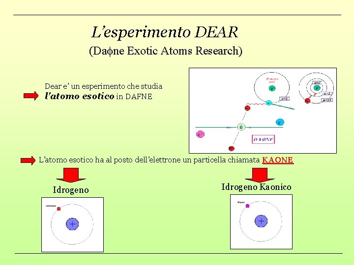 L’esperimento DEAR (Dafne Exotic Atoms Research) Dear e’ un esperimento che studia l’atomo esotico