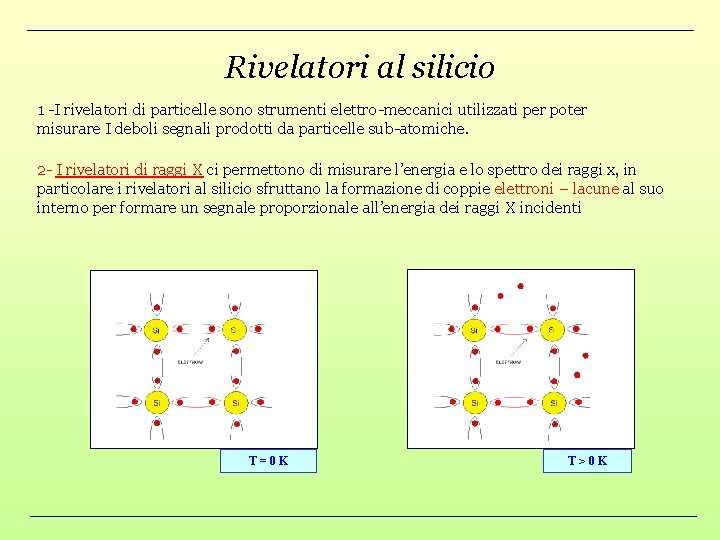 Rivelatori al silicio 1 -I rivelatori di particelle sono strumenti elettro-meccanici utilizzati per poter