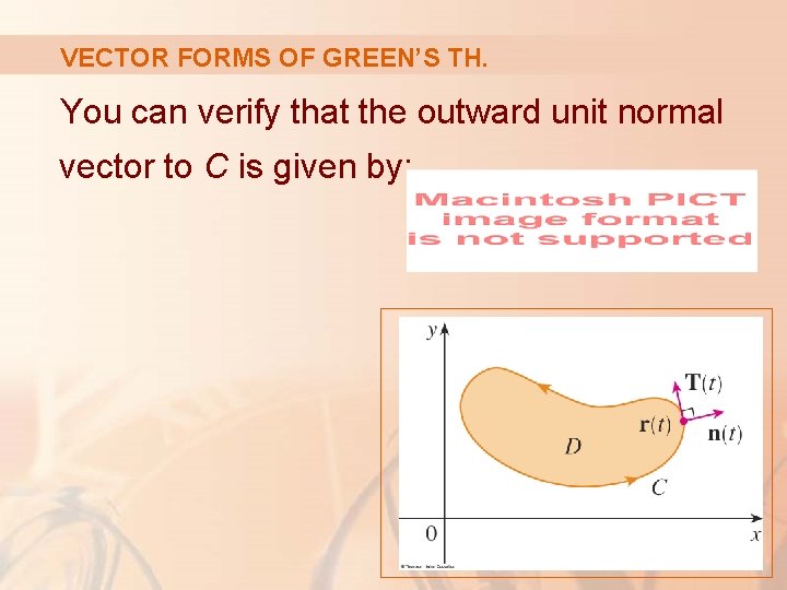 VECTOR FORMS OF GREEN’S TH. You can verify that the outward unit normal vector