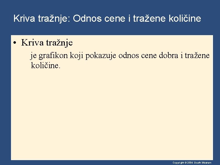 Kriva tražnje: Odnos cene i tražene količine • Kriva tražnje je grafikon koji pokazuje
