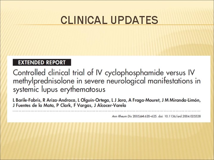 CLINICAL UPDATES 