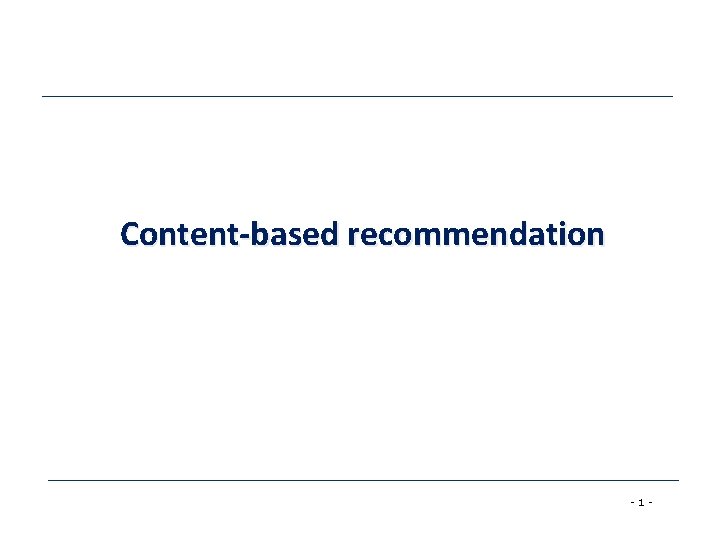 Content-based recommendation - 1 - 