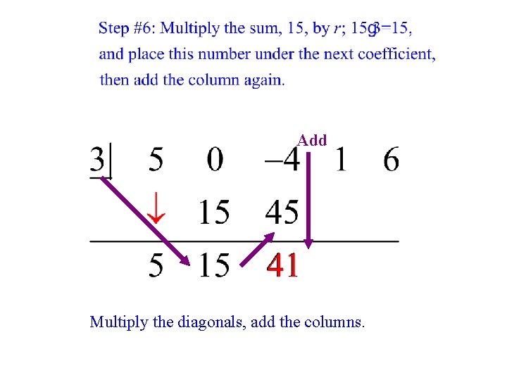 Add Multiply the diagonals, add the columns. Add Multiply the diagonals, add the columns.
