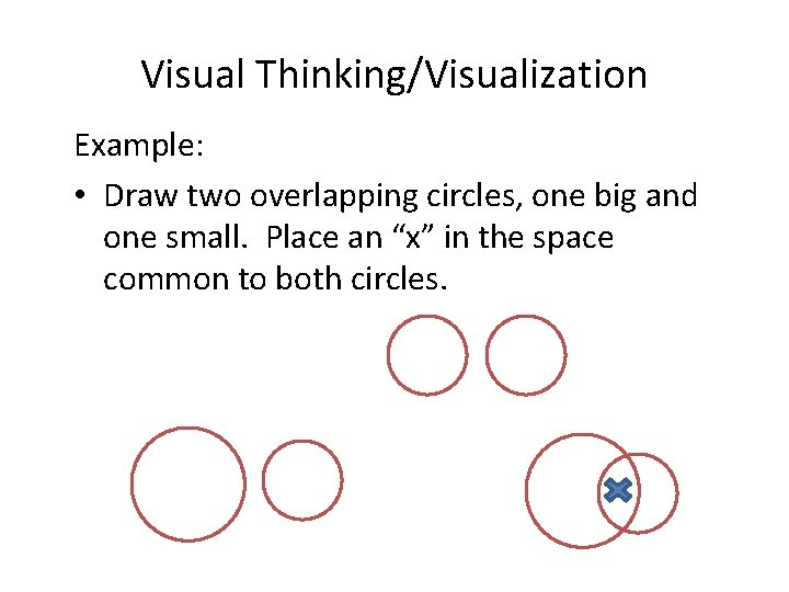 Visual Thinking/Visualization Example: • Draw two overlapping circles, one big and one small. Place