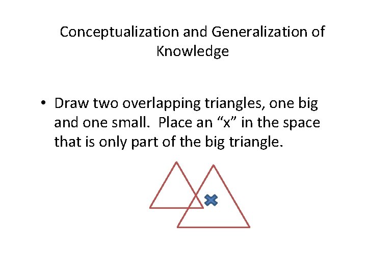 Conceptualization and Generalization of Knowledge • Draw two overlapping triangles, one big and one