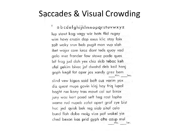 Saccades & Visual Crowding 