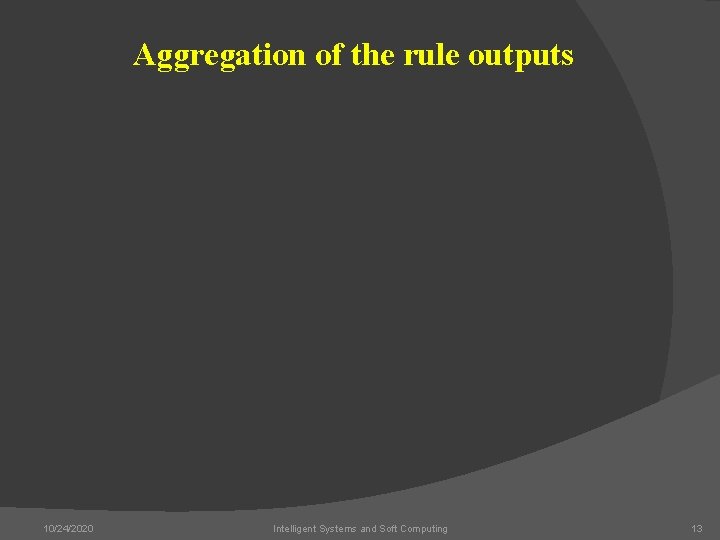 Aggregation of the rule outputs 10/24/2020 Intelligent Systems and Soft Computing 13 