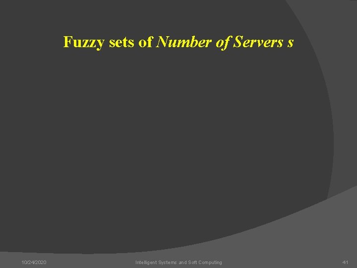 Fuzzy sets of Number of Servers s 10/24/2020 Intelligent Systems and Soft Computing 41