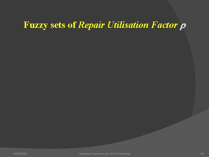 Fuzzy sets of Repair Utilisation Factor r 10/24/2020 Intelligent Systems and Soft Computing 42