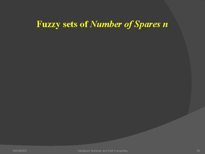 Fuzzy sets of Number of Spares n 10/24/2020 Intelligent Systems and Soft Computing 43