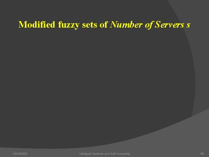 Modified fuzzy sets of Number of Servers s 10/24/2020 Intelligent Systems and Soft Computing