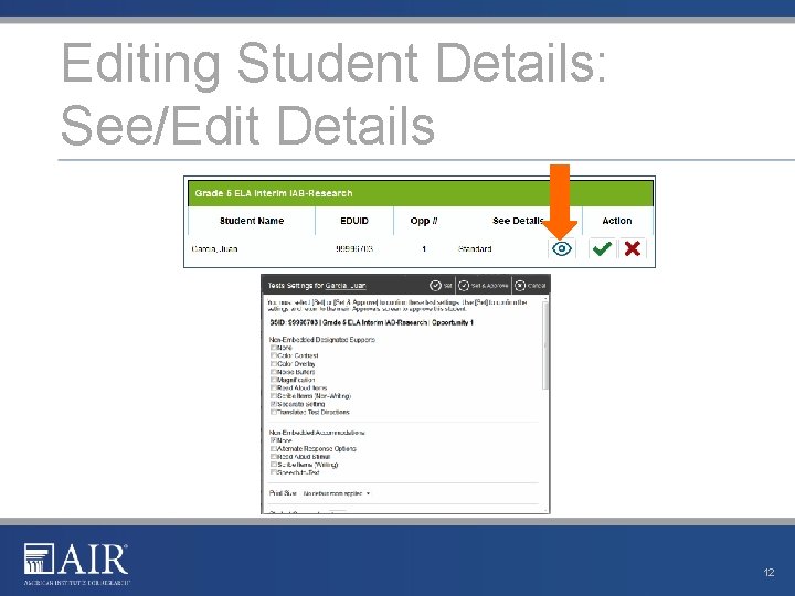 Editing Student Details: See/Edit Details 12 Editing Student Details: See/Edit Details 12