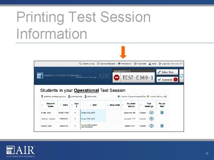 Printing Test Session Information 17 Printing Test Session Information 17