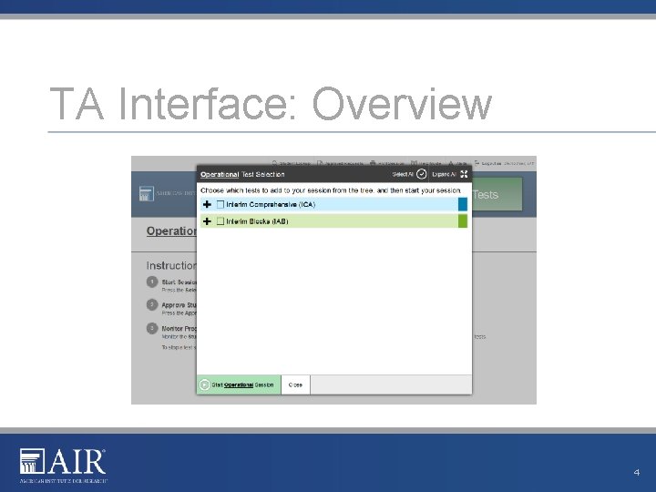 TA Interface: Overview 4 TA Interface: Overview 4