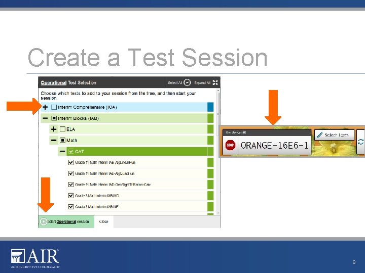 Create a Test Session 8 Create a Test Session 8