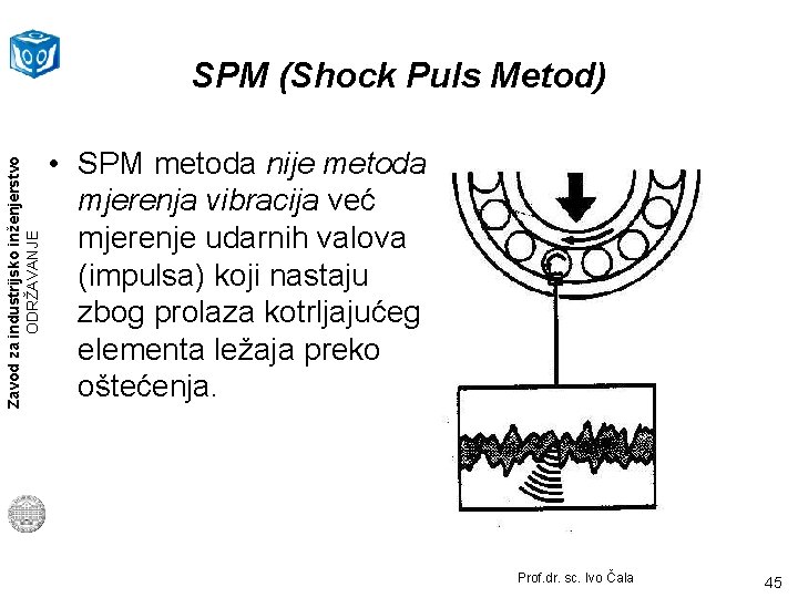 Zavod za industrijsko inženjerstvo ODRŽAVANJE SPM (Shock Puls Metod) • SPM metoda nije metoda