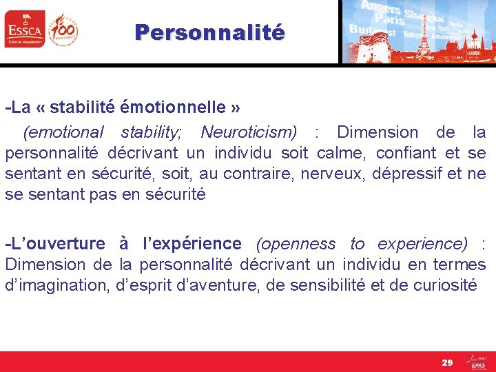 Personnalité -La « stabilité émotionnelle » (emotional stability; Neuroticism) : Dimension de la personnalité