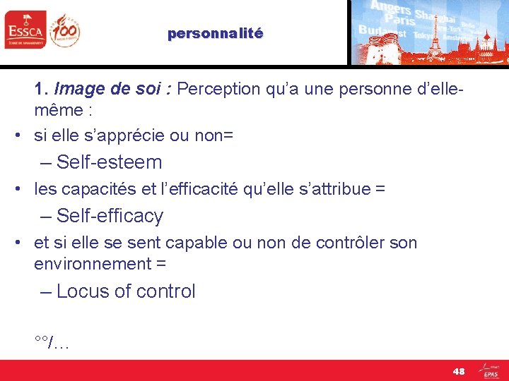 personnalité 1. Image de soi : Perception qu’a une personne d’ellemême : • si personnalité 1. Image de soi : Perception qu’a une personne d’ellemême : • si