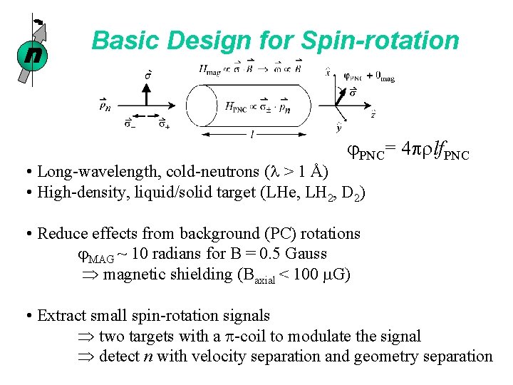 n Basic Design for Spin-rotation j. PNC= 4 prlf. PNC • Long-wavelength, cold-neutrons (l n Basic Design for Spin-rotation j. PNC= 4 prlf. PNC • Long-wavelength, cold-neutrons (l