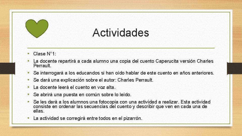 Actividades • Clase N° 1: • La docente repartirá a cada alumno una copia