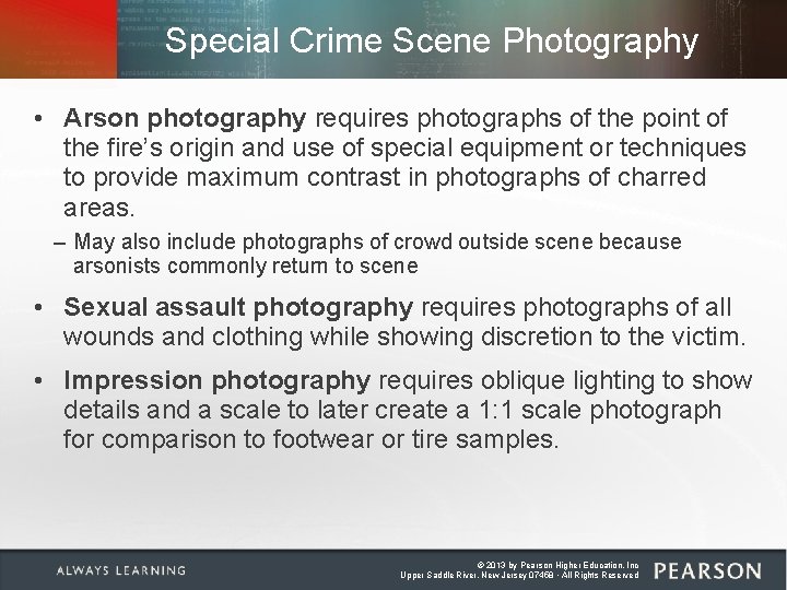 Special Crime Scene Photography • Arson photography requires photographs of the point of the Special Crime Scene Photography • Arson photography requires photographs of the point of the