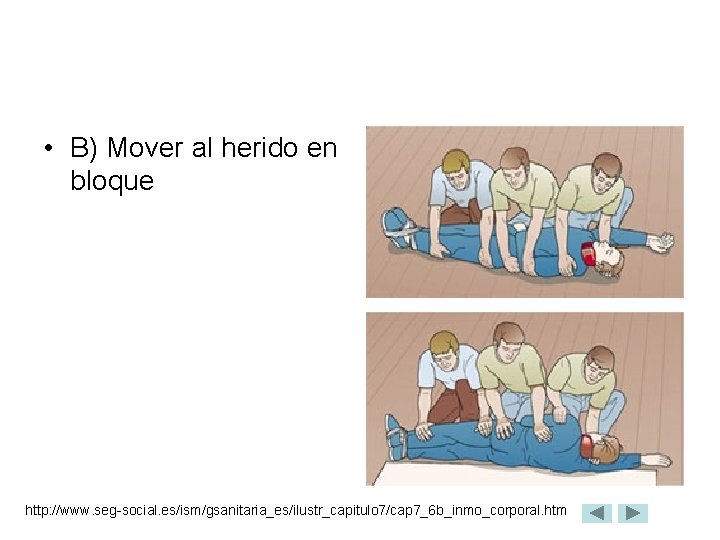  • B) Mover al herido en bloque http: //www. seg-social. es/ism/gsanitaria_es/ilustr_capitulo 7/cap 7_6