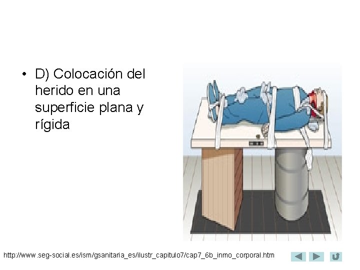  • D) Colocación del herido en una superficie plana y rígida http: //www.