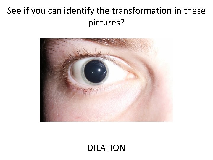 See if you can identify the transformation in these pictures? DILATION 