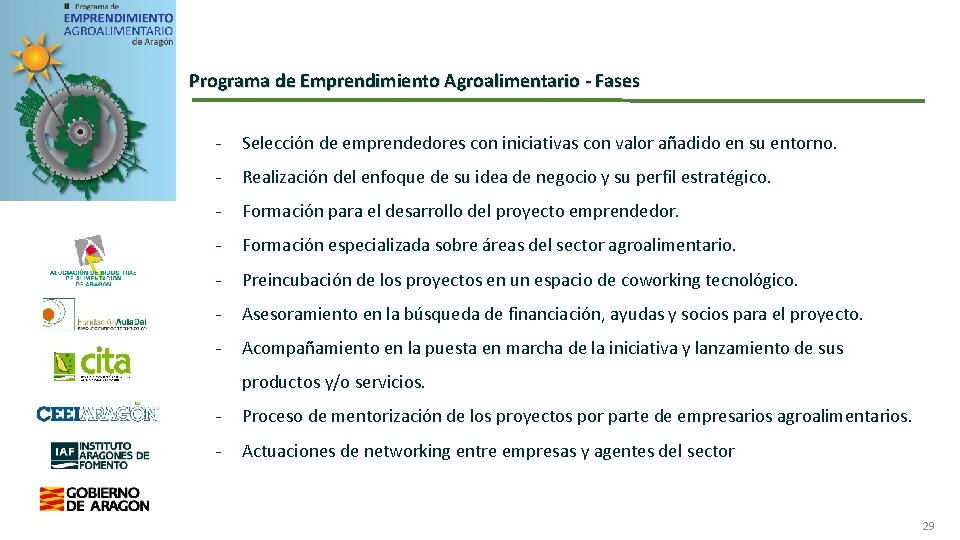 Programa de Emprendimiento Agroalimentario - Fases - Selección de emprendedores con iniciativas con valor