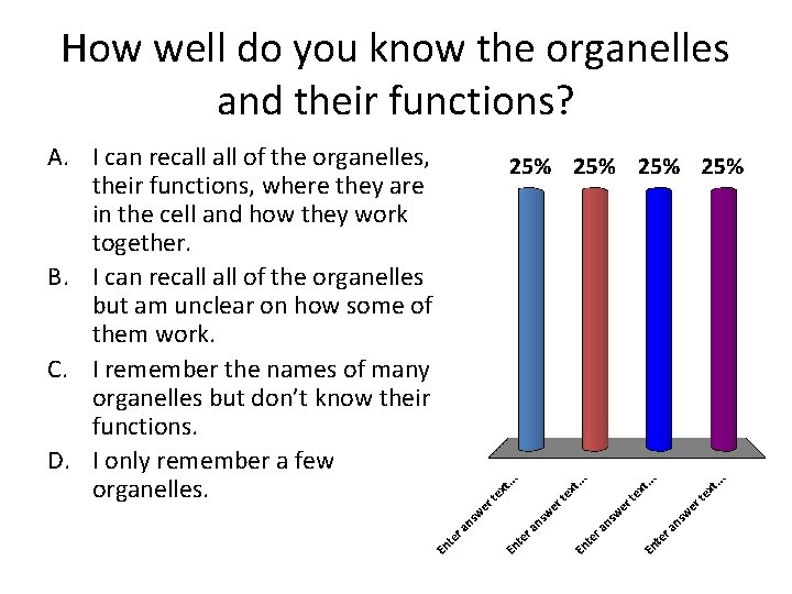 How well do you know the organelles and their functions? A. I can recall