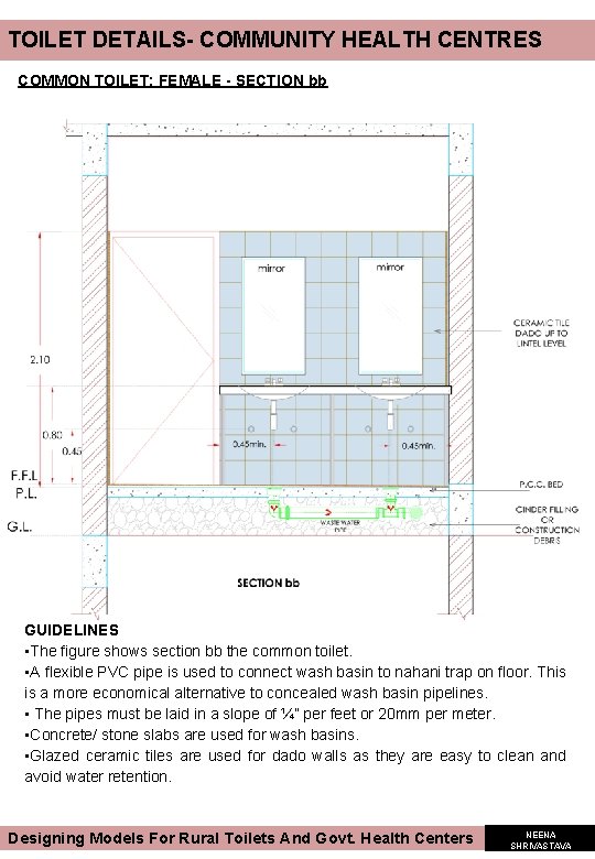 TOILET DETAILS- COMMUNITY HEALTH CENTRES COMMON TOILET: FEMALE - SECTION bb GUIDELINES • The TOILET DETAILS- COMMUNITY HEALTH CENTRES COMMON TOILET: FEMALE - SECTION bb GUIDELINES • The