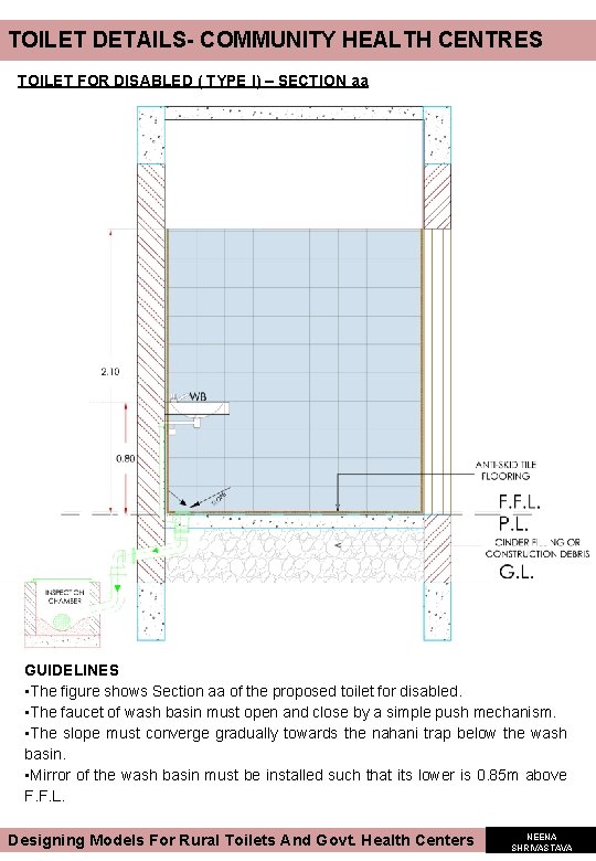 TOILET DETAILS- COMMUNITY HEALTH CENTRES TOILET FOR DISABLED ( TYPE I) – SECTION aa TOILET DETAILS- COMMUNITY HEALTH CENTRES TOILET FOR DISABLED ( TYPE I) – SECTION aa