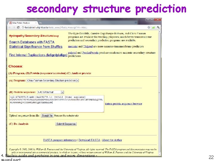 secondary structure prediction 4. Nucleic acids and proteins in one and more dimensions -