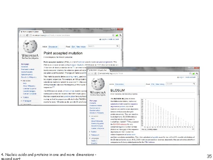 4. Nucleic acids and proteins in one and more dimensions - 35 