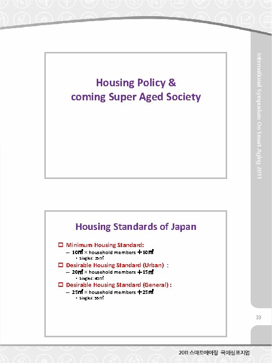 International Symposium On Smart Aging 2011 Housing Policy & coming Super Aged Society Housing