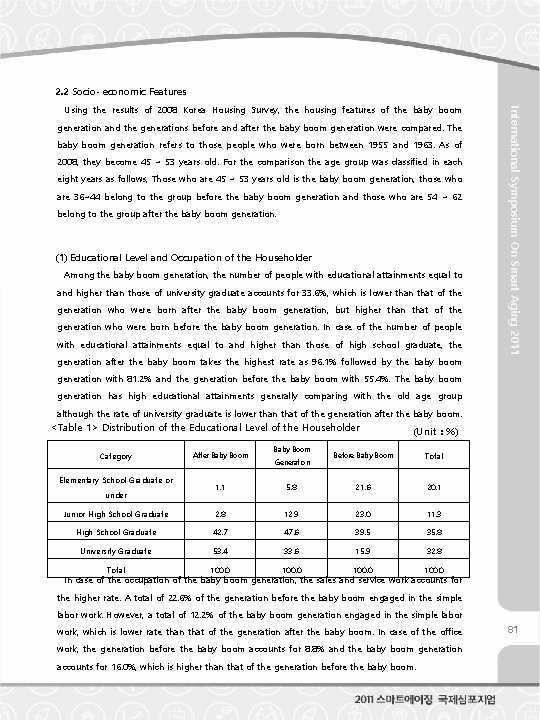 2. 2 Socio- economic Features generation and the generations before and after the baby