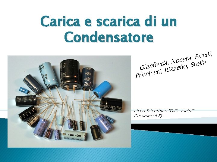 Carica e scarica di un Condensatore lli, e r i P , era c