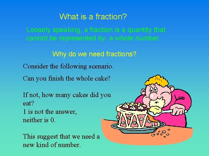 What is a fraction? Loosely speaking, a fraction is a quantity that cannot be